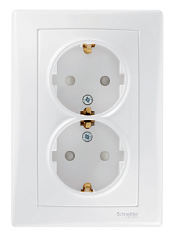 Розетка двойная SEDNA Schneider Electric со шторками с заземлением белая в Чите