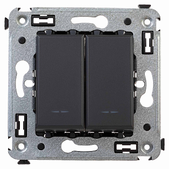 Выключатель двухклавишный в стену, Avanti "Черный матовый" DKC в Чите
