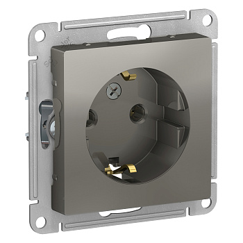 Розетка одинарная AtlasDesign SE с заземлением сталь в Чите