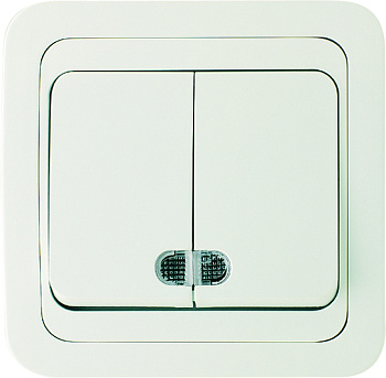 Выключатель двухклавишный МИМОЗА MAKEL с подсветкой белый в Чите