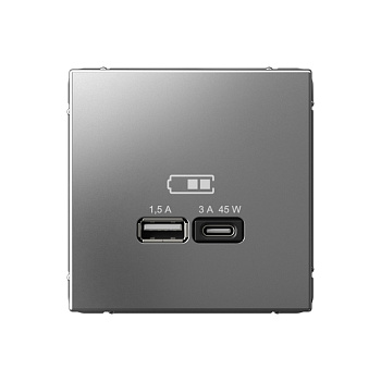 ARTGALLERY USB РОЗЕТКА A + тип-C 45Вт высокоскор.заряд. QC, PD, механизм, СТАЛЬ в Чите