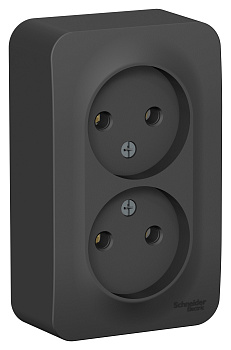 Розетка двойная BLANCA SE накладная с изоляционной пластиной антрацит в Чите