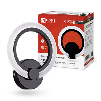 Светильник светодиодный ELEGANT BLISS-B 15Вт 230В 3000-6500K 1200Лм STEP COLOR черный IN HOME в Чите