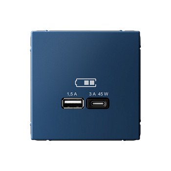 ARTGALLERY USB РОЗЕТКА A + тип-C 45Вт высокоскор.заряд. QC, PD, механизм, АКВАМАРИН в Чите