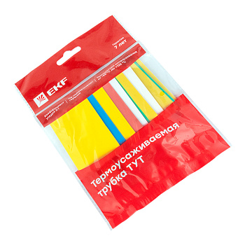 Термоусаживаемая трубка ТУТ нг 30/15 набор 7 цветов по 3 шт 100 мм EKF PROxima в Чите