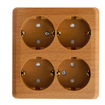 Розетка четырехместная ЭТЮД SE накладная со шторками с заземлением бук в Чите