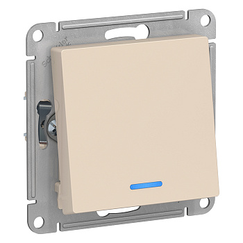 Переключатель одноклавишный AtlasDesign SE с подсветкой бежевый в Чите