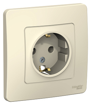 Розетка одинарная BLANCA SE с заземлением молочная в Чите