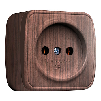 Розетка 1-местная ОП Минск 10А без заземления тёмное дерево EKF в Чите