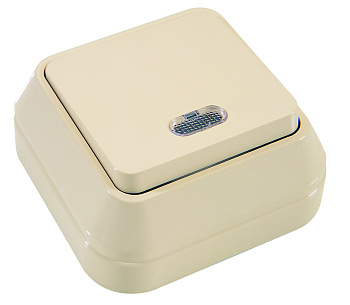 Выключатель одноклавишный накладной с подсветкой MAKEL крем в Чите