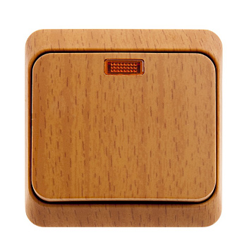 Выключатель одноклавишный ЭТЮД SE накладной с подсветкой бук в Чите