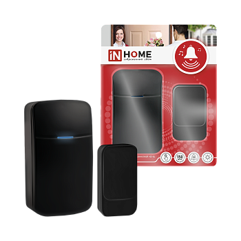 Звонок беспроводной KD-BL 38 мелодий с вилкой 230В с подсветкой с пьезокнопкой 150м черный IN HOME в Чите