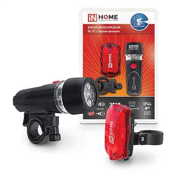 Фонарь велосипедный BL 01 5LED с задним фонарем 4AAA 3 режима с кронштейном ЧЕРНЫЙ IN HOME в Чите