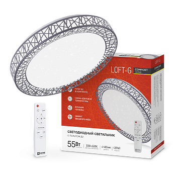 Светильник светодиодный COMFORT LOFT-G 55Вт 230В 3000-6500K 4400Лм 400x105мм с пультом ДУ IN HOME в Чите