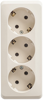 Розетка тройная ЭТЮД SE накладная с заземлением крем в Чите