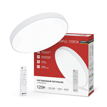 Светильник светодиодный SCANDY SIMPLE-125RCW 125Вт 230В 3000-6500K 10000Лм 500x50мм с пультом ДУ белый IN HOME в Чите