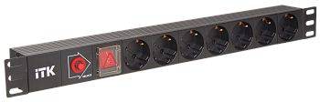ITK PDU 7 розеток немецкий стандарт с LED выключателем 1U без шнура, вх. С14 в Чите