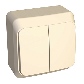 Выключатель двухклавишный ЭТЮД SE накладной крем в Чите