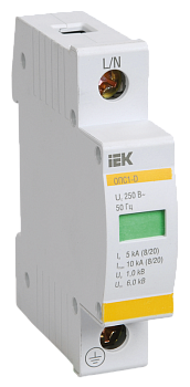 Ограничитель импульсного перенапряжения ОПС1-D 1Р In=5kA Un=230B Im=10kA IEK в Чите