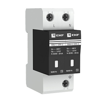 Ограничитель импульсных напряжений ОПВ-C/2P In 20кА 400В с сигнализацией EKF PROxima в Чите