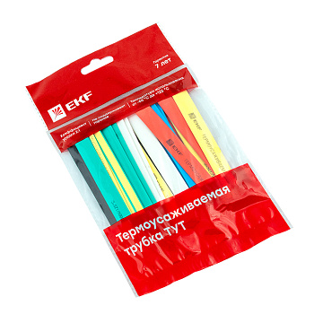 Термоусаживаемая трубка ТУТ нг 12/6 набор 7 цвет по 3 шт 100 мм EKF PROxima в Чите