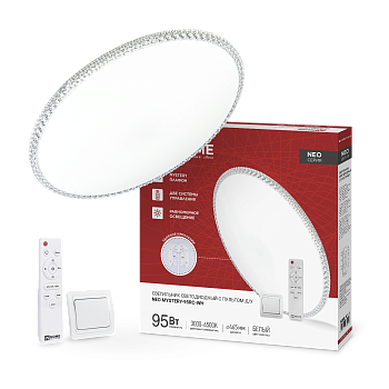 Светильник светодиодный NEO MYSTERY-95RC-WH 95Вт 230В 3000-6500K 7600Лм 465x60мм с пультом ДУ белый IN HOME в Чите