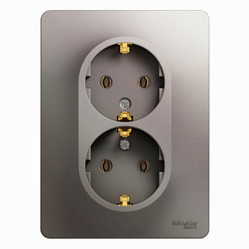 Розетка двойная Glossa SE с заземлением платина в сборе в Чите