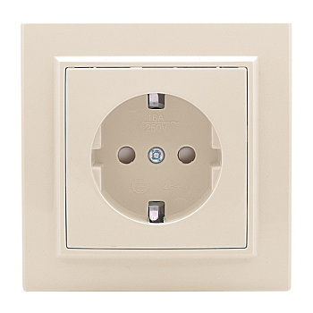Розетка 1-местная СП с заземлением 16А бежевый с защитной шторкой Минск EKF в Чите