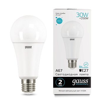 Лампа светодиодная LED-A67 30Вт E27 4100K 2360Лм Elementary GAUSS в Чите