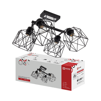 Люстра поворотная под лампу LOFT ATIKO-СLА-4E27L-BL 4хЕ27 черный, хром IN HOME в Чите