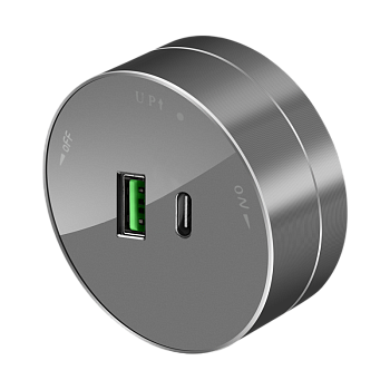 Розетка 2хUSB (тип А+С) 18Вт, 5В/3А Графит MultiTrack SE в Чите