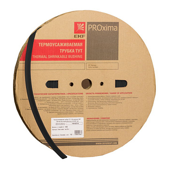 Термоусаживаемая трубка ТУТ нг 50/25 черная рулон 50м EKF PROxima в Чите
