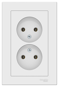 Розетка двойная AtlasDesign SE белая в сборе в Чите