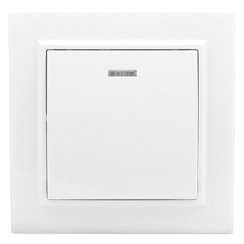 Выключатель одноклавишный с подсветкой Минск EKF белый в Чите