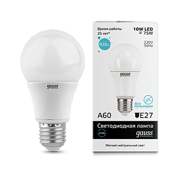 Лампа светодиодная LED-A60 10Вт E27 4100K 920Лм Elementary GAUSS в Чите