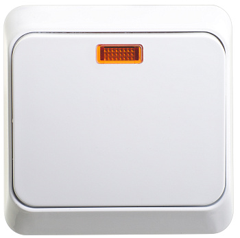 Выключатель одноклавишный ЭТЮД SE накладной с подсветкой белый в Чите