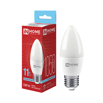 Лампа светодиодная LED-СВЕЧА-VC 11Вт 230В Е27 6500К 1050Лм IN HOME в Чите