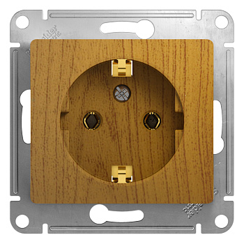 Розетка одинарная Glossa SE с заземлением дуб в Чите
