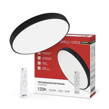 Светильник светодиодный SCANDY SIMPLE-125RCB 125Вт 230В 3000-6500K 10000Лм 500x50мм с пультом ДУ черный IN HOME в Чите