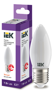 Лампа LED C35 свеча матовая 7Вт 230В 3000К E27 серия 360° IEK в Чите