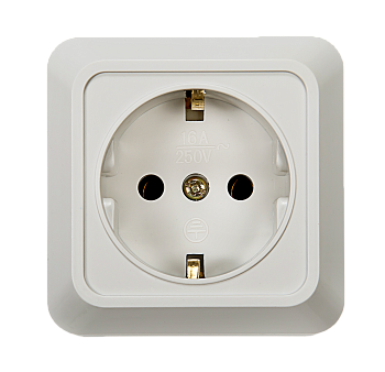 Розетка одинарная с заземлением BOLLETO белая накладная 7028 IN HOME в Чите