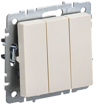 Выключатель трехклавишный 10А BRITE IEK бежевый в Чите