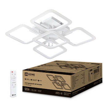 Светильник светодиодный ELEGANT ARIS-W 90Вт 230В 3000-6500K 590х590х130мм c пультом ДУ белый IN HOME в Чите