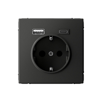 ARTGALLERY РОЗЕТКА 16А с 2 USB A+C, 5В/2,4А/3,0А, 2х5В/1,5А, механизм, БАЗАЛЬТ в Чите