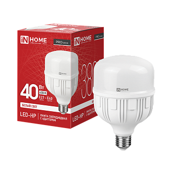 Лампа светодиодная LED-HP-PRO 40Вт 230В Е27 с адаптером E40 4000К 3800Лм IN HOME в Чите