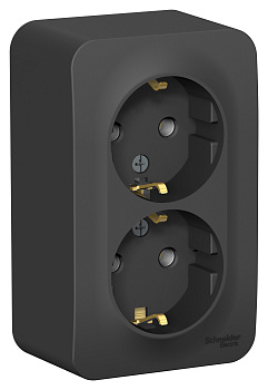 Розетка двойная BLANCA SE накладная с заземлением с изоляционной пластиной антрацит в Чите