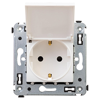 Розетка с крышкой в стену, 2P+E, с з/ш, Avanti "Белое облако" DKC в Чите