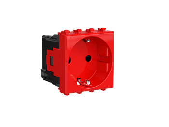 Розетка модульная, 2P+E, с защитной шторкой, Avanti "Красный квадрат", 2 мод. DKC в Чите