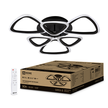 Светильник светодиодный ELEGANT SANSA-B 90Вт 230В 3000-6500K 650х650х130мм c пультом ДУ черный IN HOME в Чите