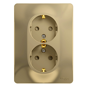 Розетка двойная Glossa SE с заземлением со шторками титан в сборе в Чите